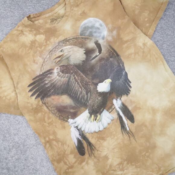 The Mountain Bald Eagle Moon Tie Dye Large Brown Short Sleeve T-Shirt - Picture 8 of 9